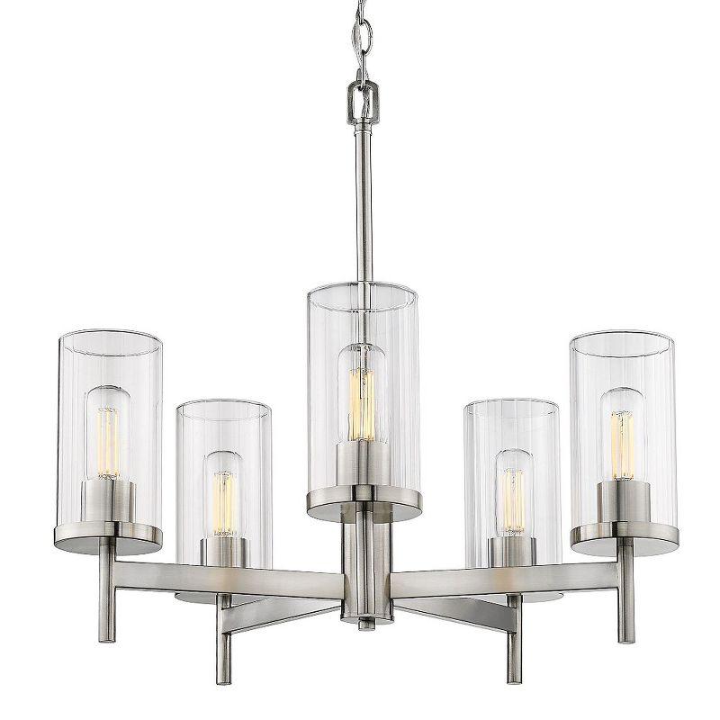 Winslett Pewter 5-Light Chandelier with Clear Glass Shades