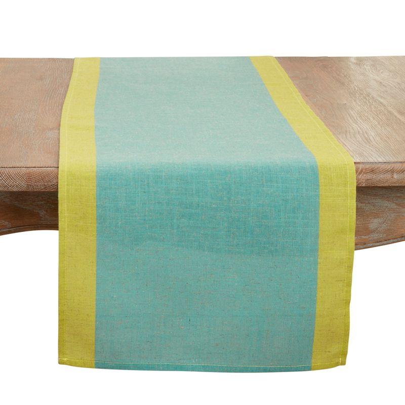 Turquoise and Yellow Polyester Rectangle Table Runner