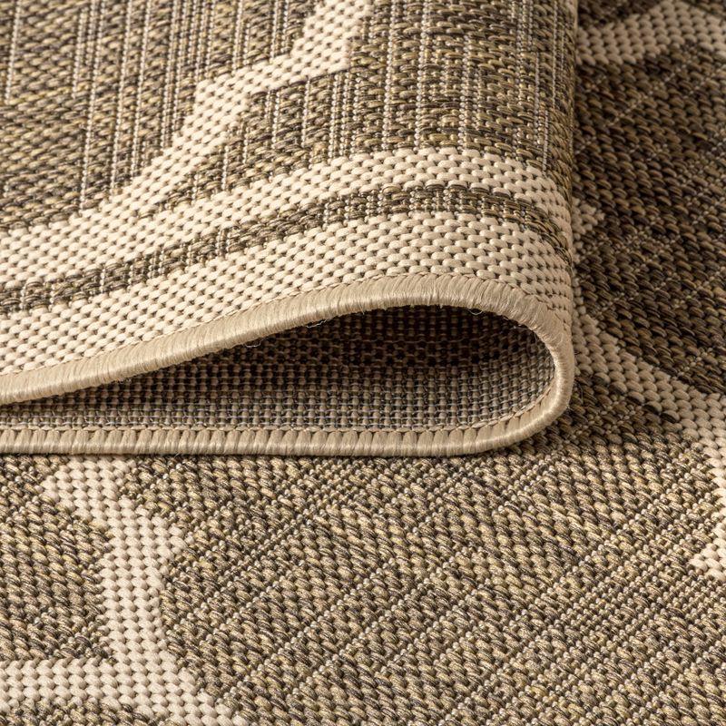 4'x6' Trebol Moroccan Trellis Textured Weave Indoor/Outdoor Area Rug, Brown/Beige - JONATHAN Y