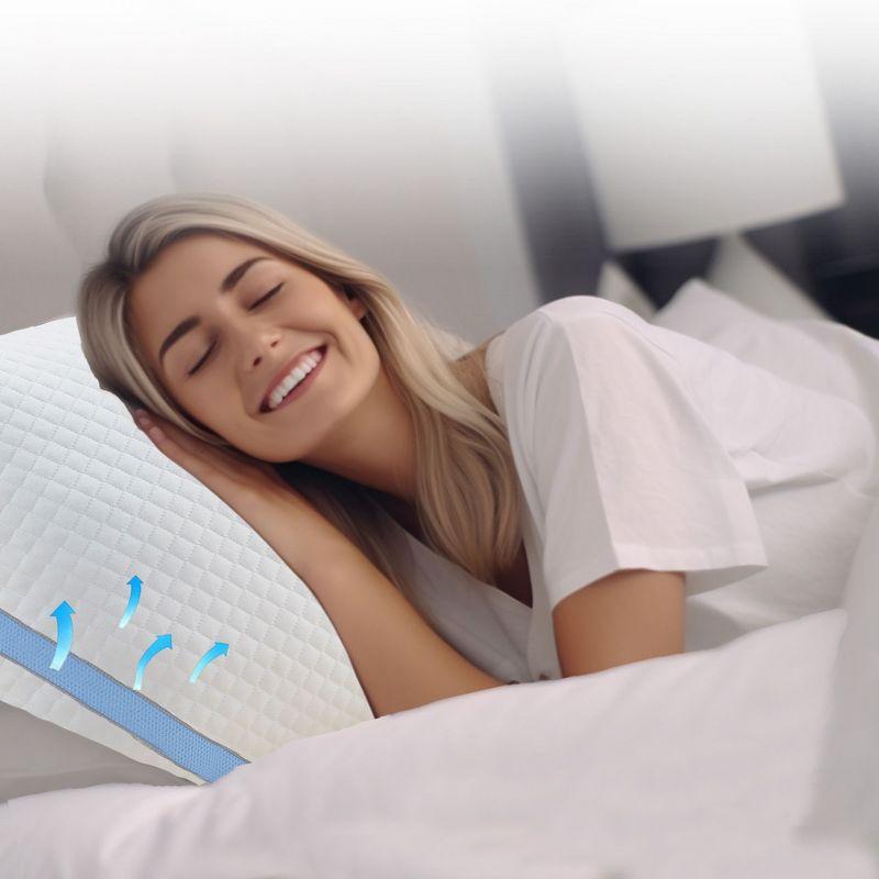 Luxury Queen Size Pillow - Adjustable Loft Memory Foam - Soft Down Alternative - Cooling Hotel Pillows for Back, Stomach or Side Sleepers