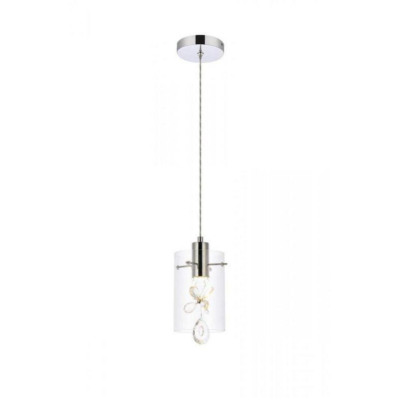 Hana Chrome Crystal LED Pendant Light with Clear Glass Shade