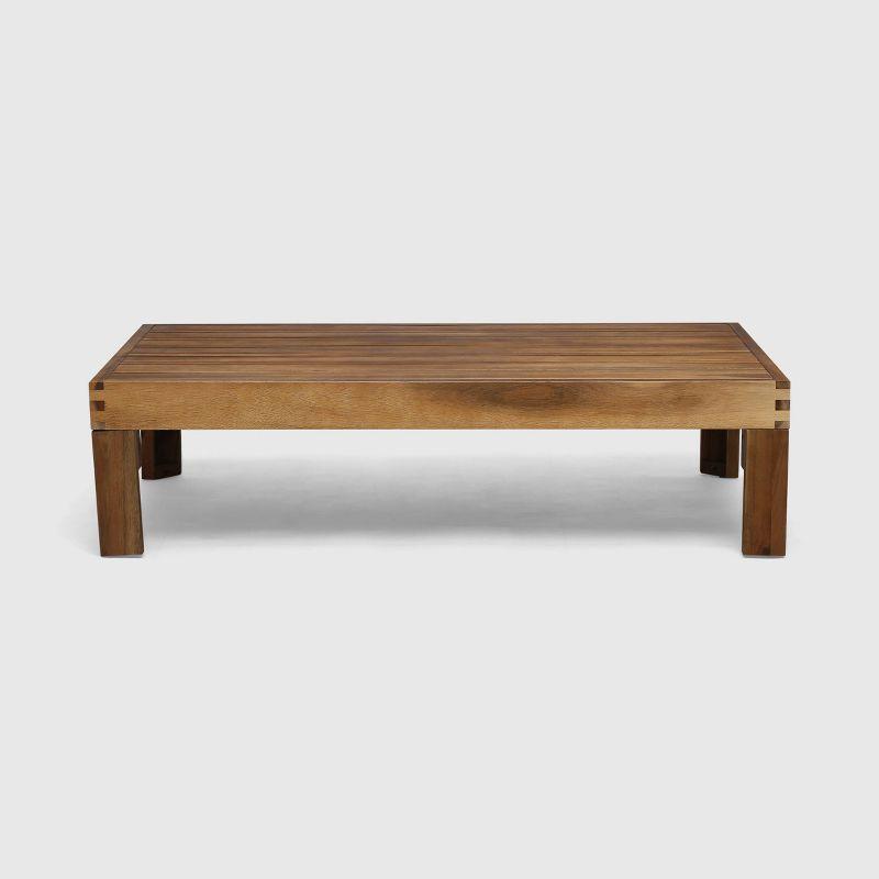 Alcove 5pc Acacia Wood Sofa Set - Teak/Beige - Christopher Knight Home: Weather-Resistant Outdoor Seating with Coffee Table