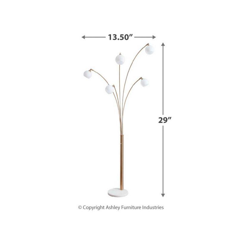 Signature Design by Ashley Taliya Arc Floor Lamp White/Metallic: Contemporary 5-Head, Dimmable, Marble Base