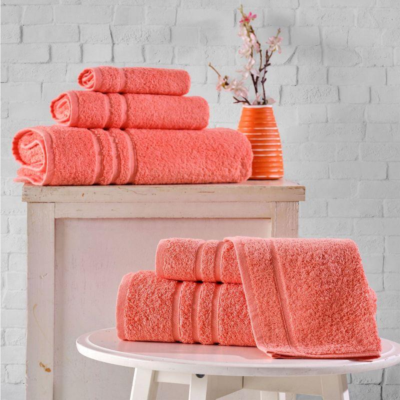 Hawmam Linen Coral 6 Piece Bath Towels Set for Bathroom Original Turkish Cotton Soft, Absorbent 2 Bath Towels, 2 Hand Towels, 2 Washcloths
