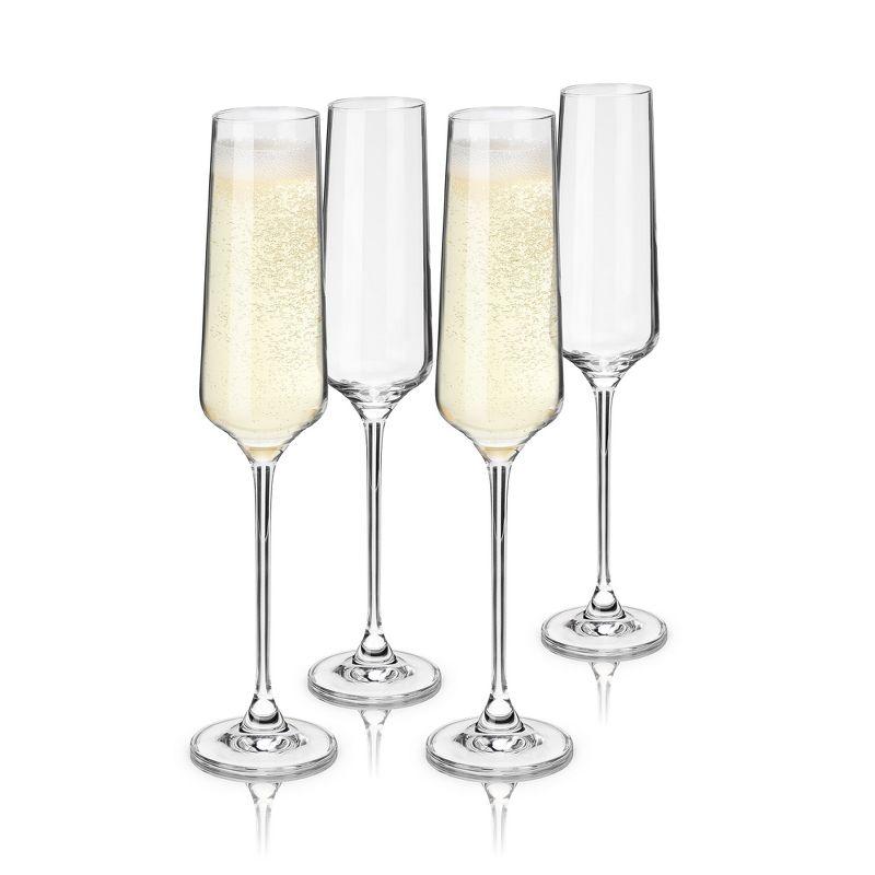 Viski European Lead-Free Crystal Champagne Flutes Set of 4