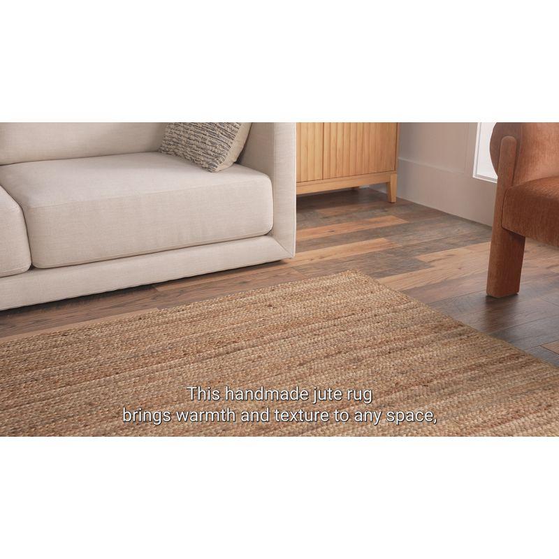 Nuloom 10 Square Rigo Jute Hand Woven Indoor Area Rug, Off White, Solid Farmhouse Design, Natural Fiber Bedroom, Living Room, Kitchen,