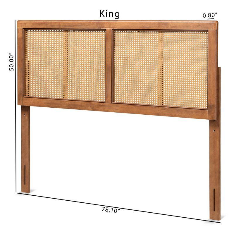 Full Gilbert Wood and Synthetic Rattan Headboard Walnut - Baxton Studio: Bed Frame Mounted, 50" Height