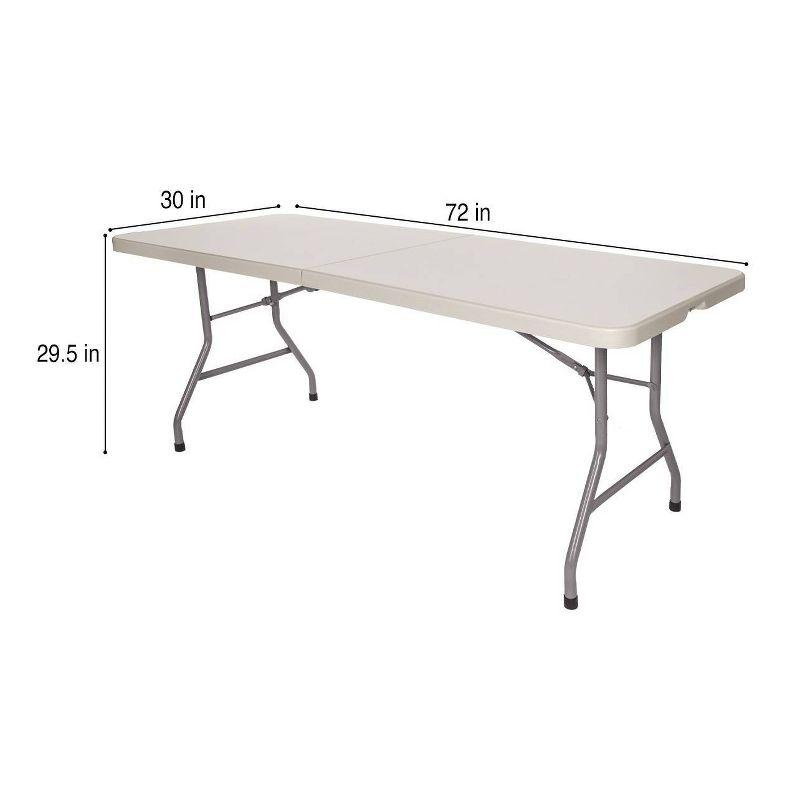 Hampden Furnishings 30"x72" Baldwin Collection Fold-In-Half Table Gray: Portable, Sturdy, No Assembly, 5-Year Warranty