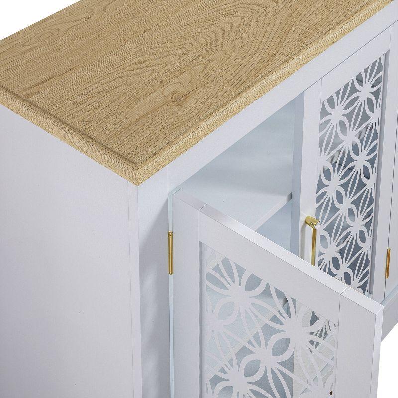 30" Storage Sideboard Buffet Cabinet White - Home Essentials: Rustic Bohemian Style, Adjustable Shelves, Tempered Glass Doors
