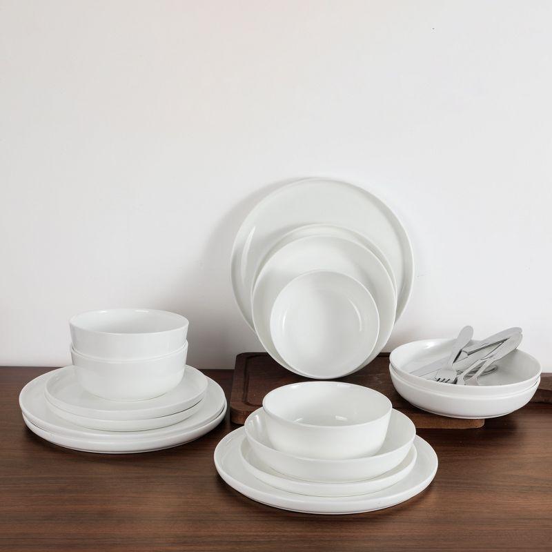 White Porcelain 16-Piece Round Dinnerware Set, Service for 4