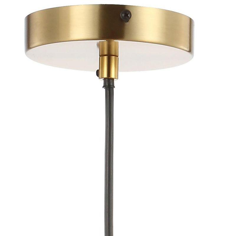 JONATHAN Y Colin 9.75" Adjustable Iron/Glass Retro Hurricane LED Pendant, Brass Gold