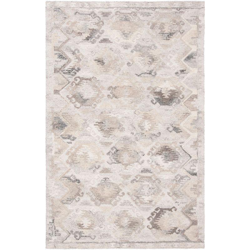 Gray Hand-Tufted Wool Rectangular Area Rug, 5' x 8'