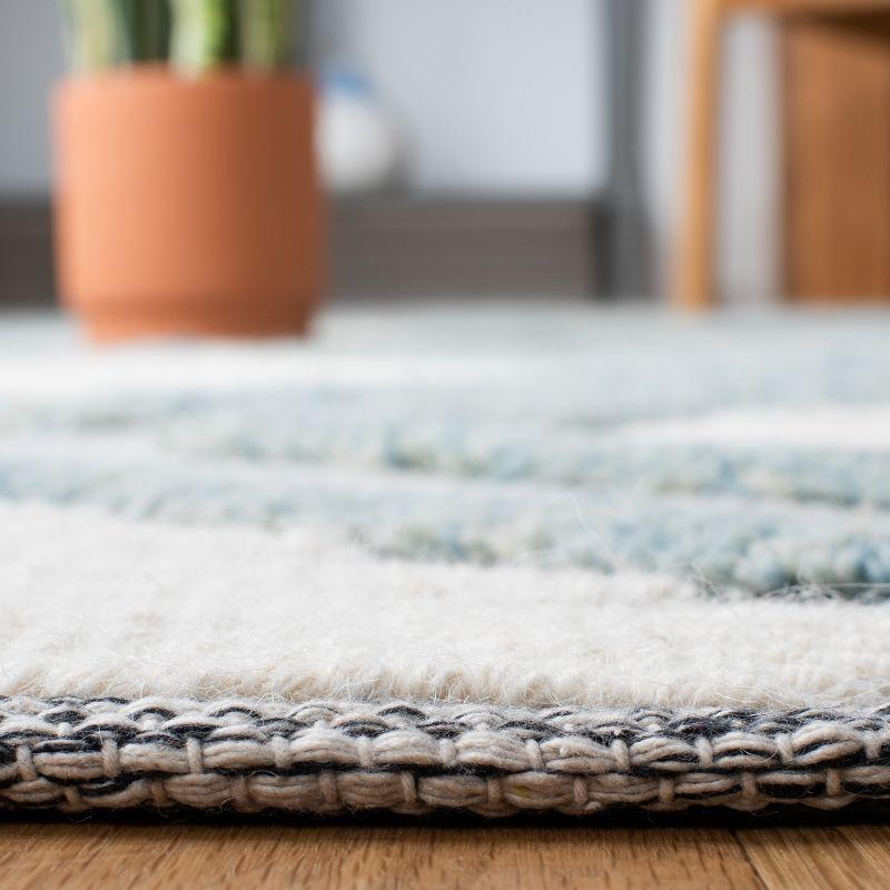 Vermont Blue and Ivory Handwoven Wool Area Rug 5' x 8'