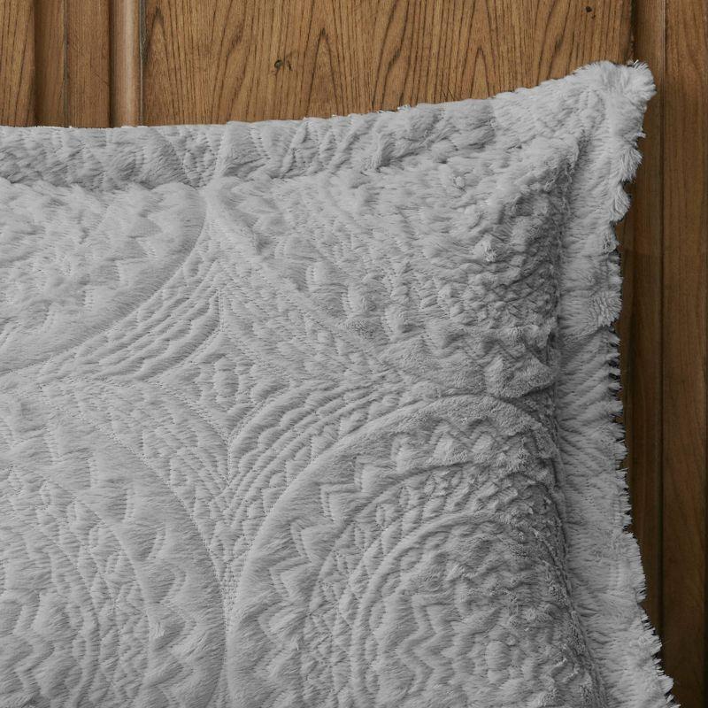 Arya Embroidered Medallion Faux Fur Ultra Plush Comforter Set