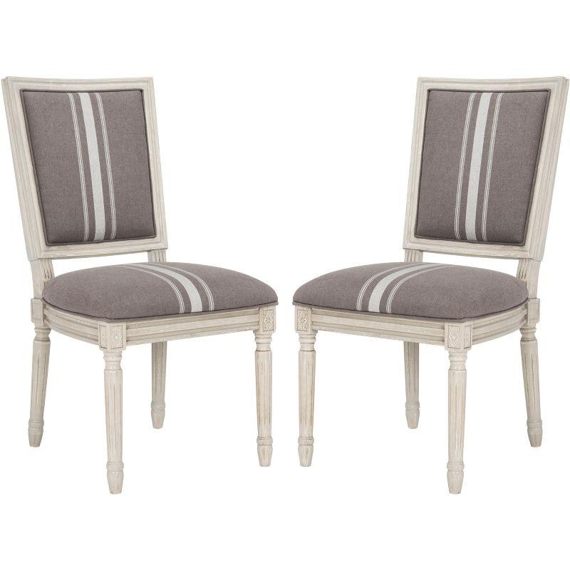 Elegant Transitional Grey Linen Upholstered Side Chair Set