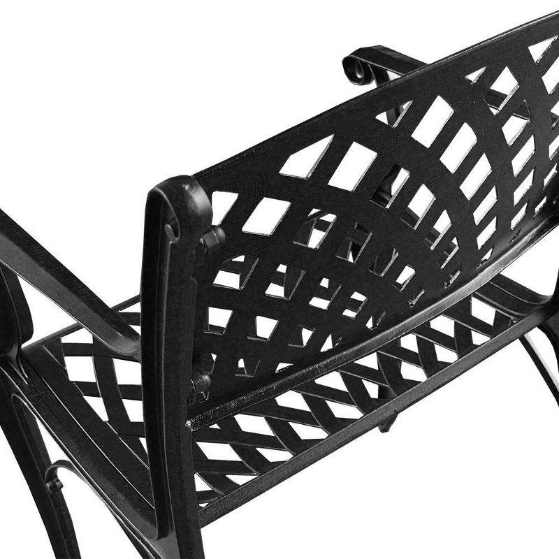 Modern Outdoor Mesh Cast Aluminum Patio Dining Chair - Black - Oakland Living: Weather-Resistant, UV-Protected