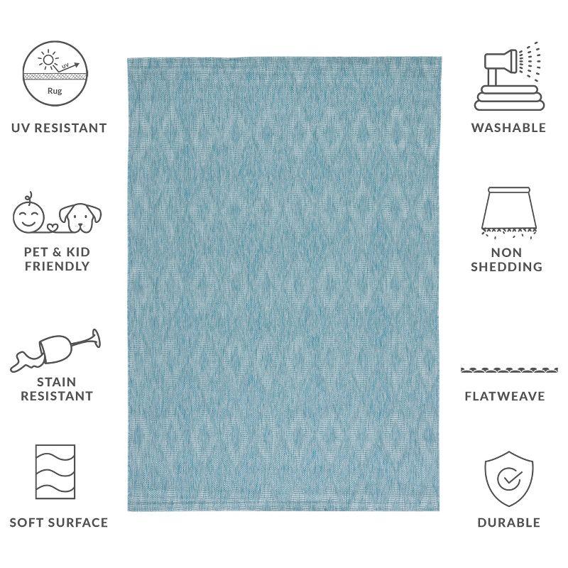 Courtyard CY8520 UV & Stain Resistant Non-Shedding Power Loomed Indoor/Outdoor Area Rug - Aqua/Aqua - 8'x10' - Safavieh