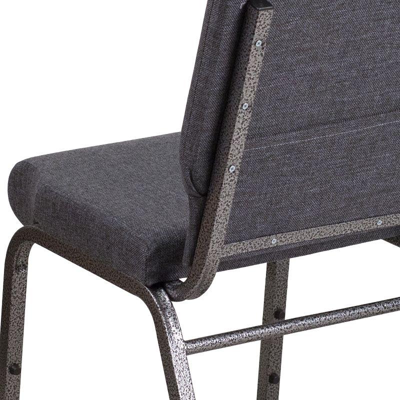 Emma and Oliver 18.5"W Stack Church Chair, Dark Gray Fabric/Silver Vein Frame
