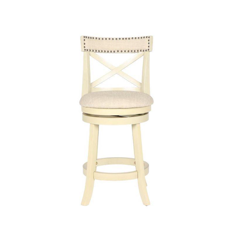 New Classic Furniture,Furniture York 24" Wood Counter Stool With Fabric Seat In Ant White