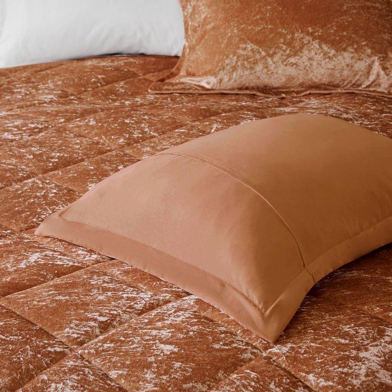 Felicia Crushed Velvet Quilted Duvet Set with Throw Pillow