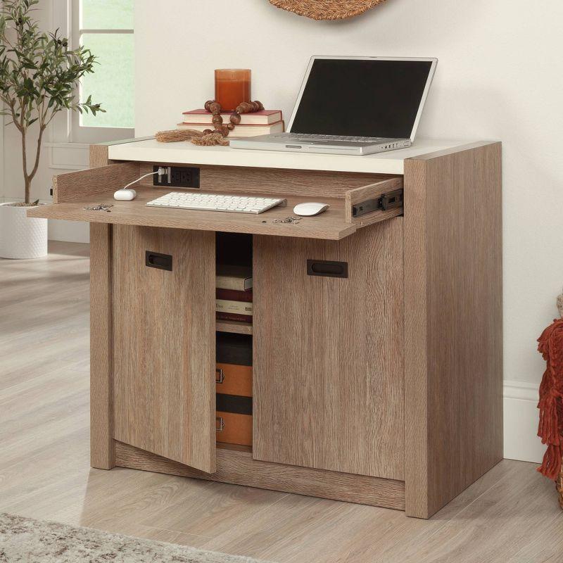 Brushed Oak and White Office Library Base with Adjustable Shelving