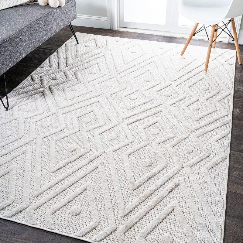 5'x8' Balansat Moroccan Diamond Indoor/Outdoor Area Rug, Ivory - JONATHAN Y