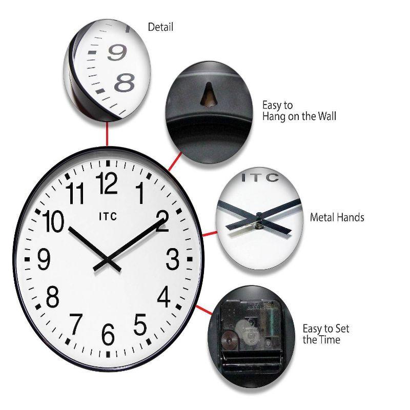 19.37" Profuse Wall Clock Black - Infinity Instruments: Modern Style, Indoor Use, Analog Display, 19.37" Diameter