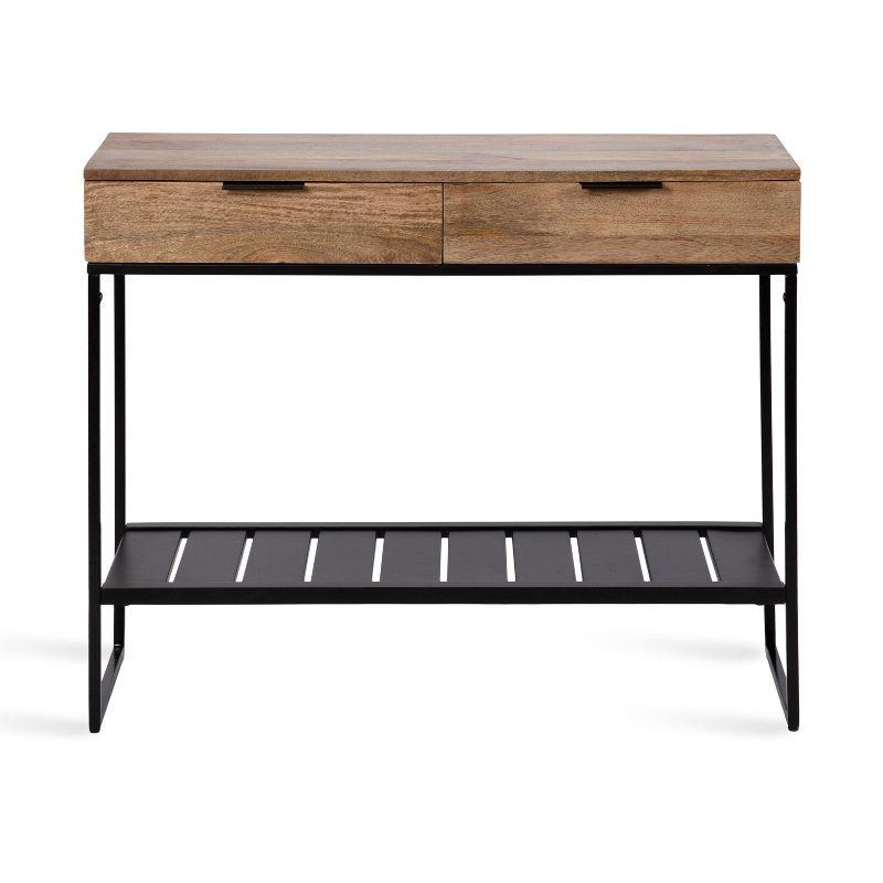 Kate and Laurel Malone Rectangle Wood Console Table, 36x13x31, Natural and Black
