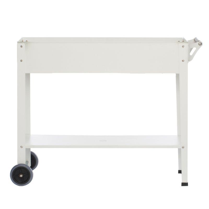 Gardenised Mobile Planter Raised Garden Bed Rectangular Flower Cart with Shelf