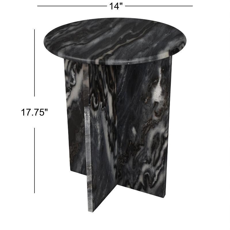 Gray Marble Round X-Shaped End Table