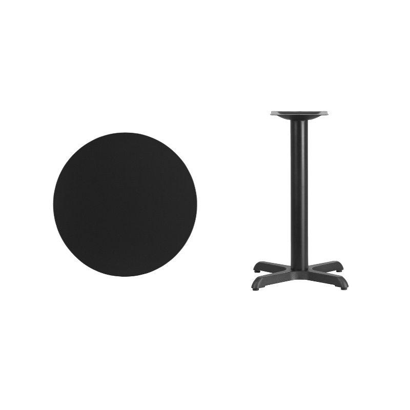 Elegant 24" Round Black Laminate Dining Table with X-Base