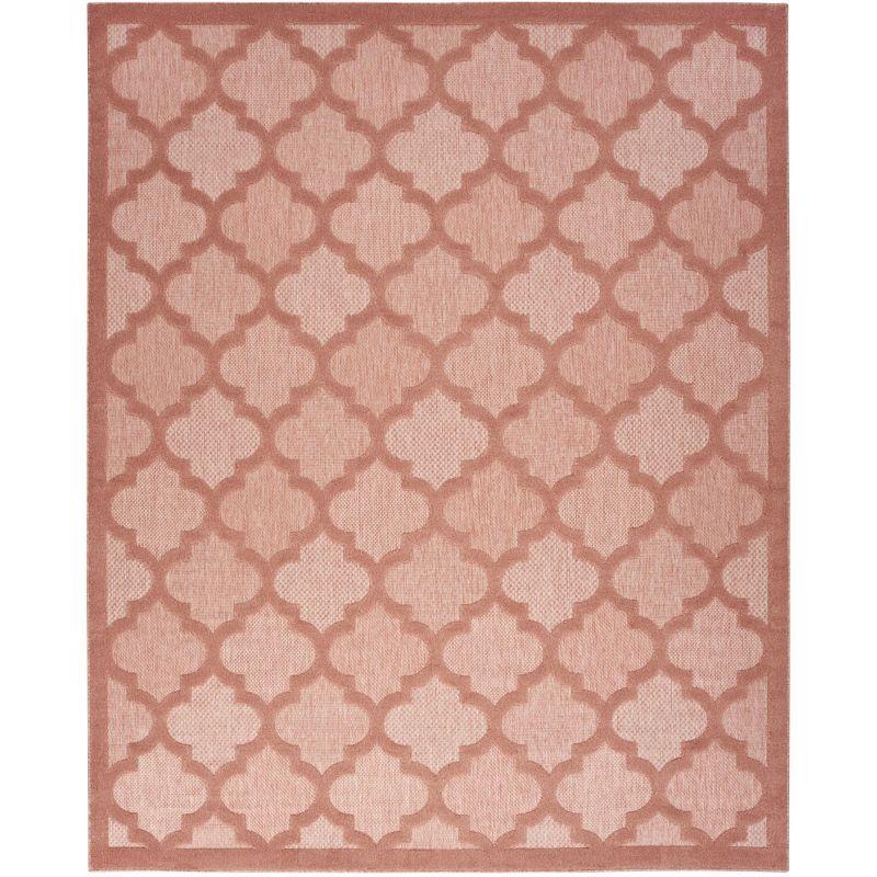 Coral Orange Trellis Synthetic 9' x 12' Rectangular Area Rug