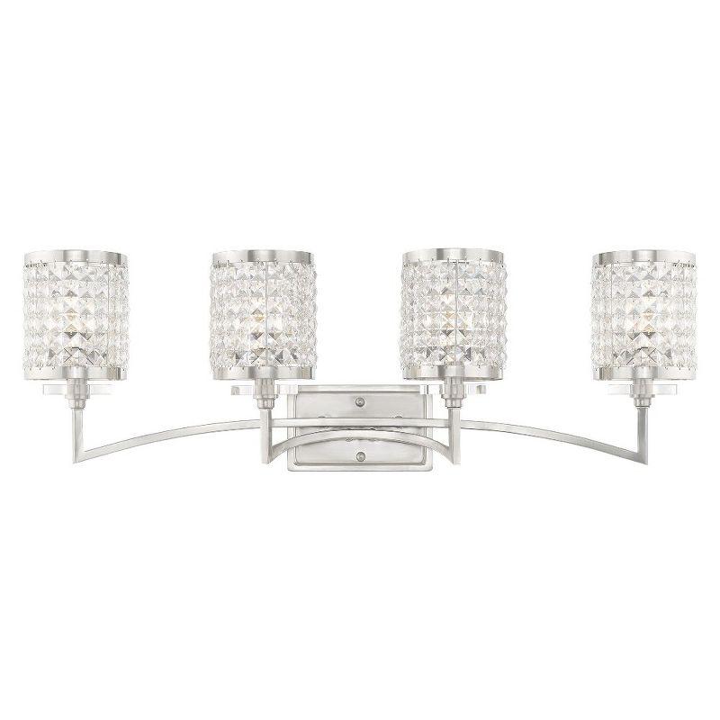 Elegant Grammercy 4-Light Brushed Nickel Vanity with Crystal Shades