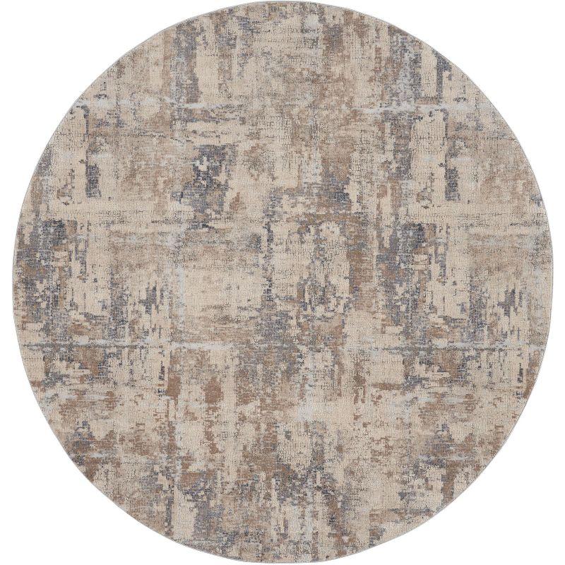 Nourison Rustic Textures Contemporary Indoor Area Rug Beige/Grey 5'3" x round