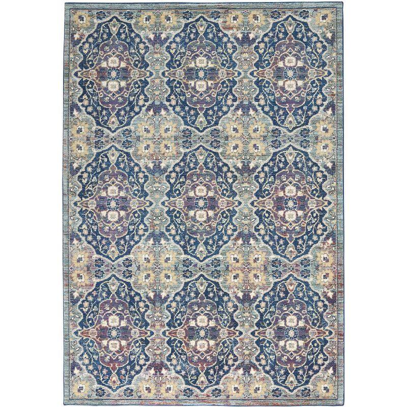 Transitional Floral Arabesque Multicolor 4' Round Synthetic Rug