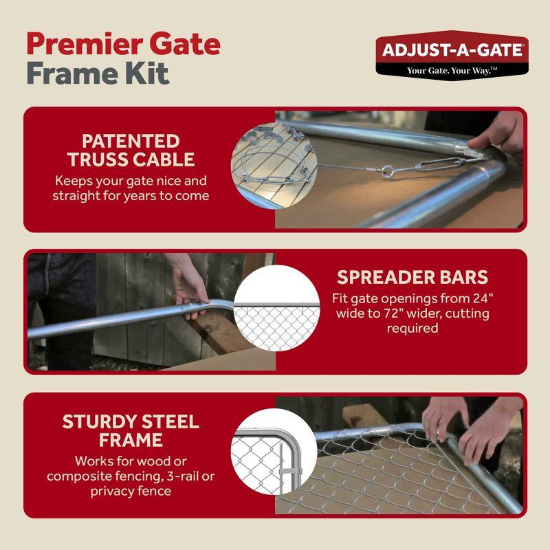 Adjust-A-Gate Fit-Right Chain Link Fence Walk-Through Gate Kit, Metal Fencing Gate with Round Corner Frame