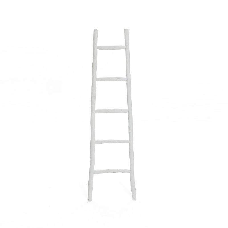 White Solid Wood 5-Rung Blanket Ladder