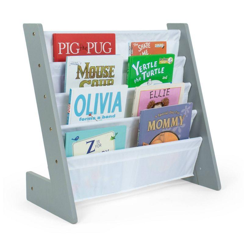 Kids' Gray and White L-Shaped Book Rack