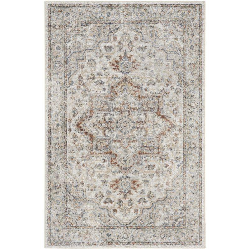 Nourison Astra Machine Washable Vintage Medallion Indoor Rug Grey/Multi 2'2" x 4'