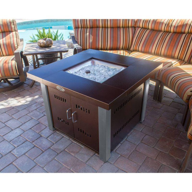 Outdoor Fire Pit in Hammered Bronze & Stainless Steel - AZ Patio Heaters: CSA Approved, 40,000 BTU, Includes Cover