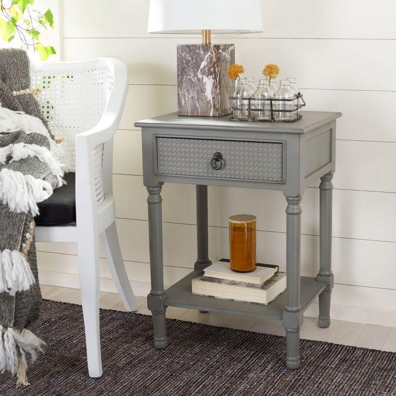 Haines Distressed Grey 22" Rectangular Accent Table with Drawer