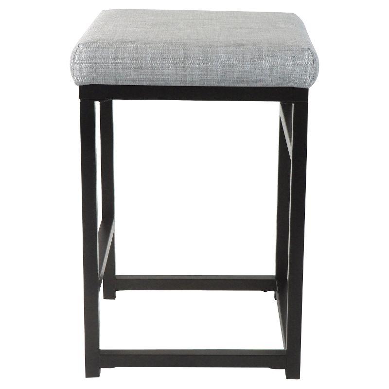 HomePop 24" Open Back Metal Counter Height Barstool Light Gray: Upholstered Square Seat, No Assembly Required