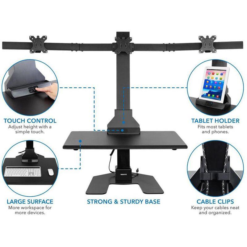 Electric Adjustable Triple Monitor Standing Desk Converter