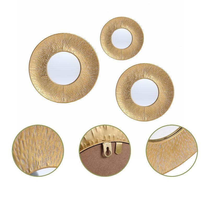 LuxenHome 3-Piece Gold Metal Round Wall Mirror Set