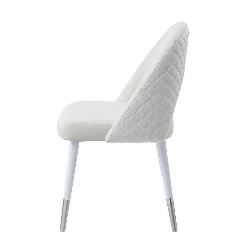 21" Zemirah Accent Chair White Velvet/White Gloss Finish - Acme Furniture: Elegant Armless Design, Metal Frame, No Assembly Required