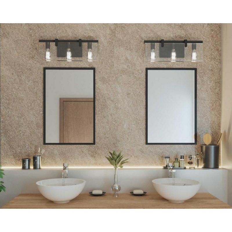 Progress Lighting Glayse 3-Light Bath Vanity, Antique Bronze, Beveled Glass Shade