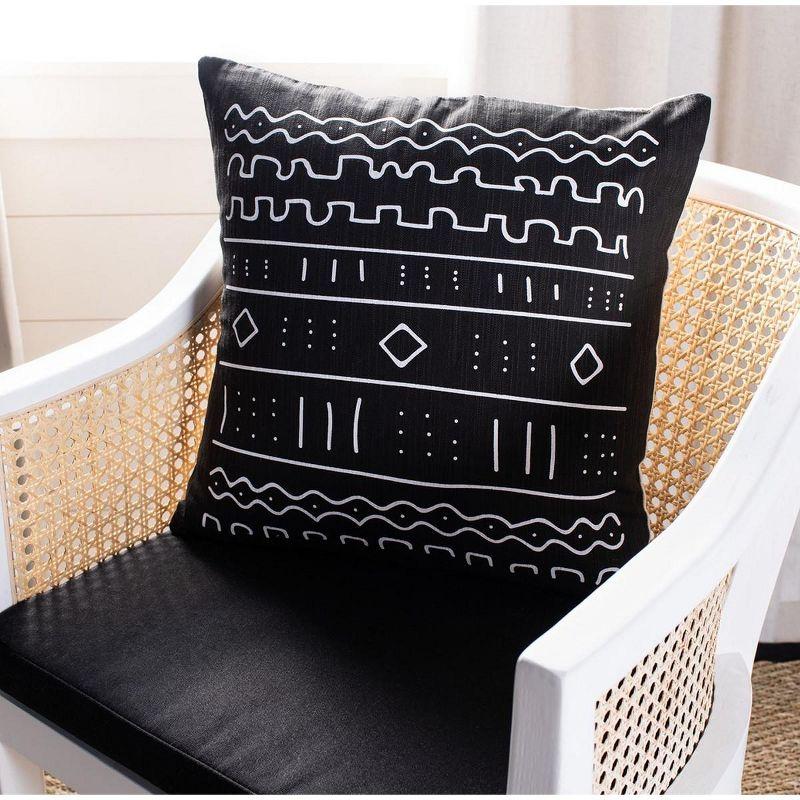 Contemporary Boho Chic Black & White Cotton-Linen 18" Square Pillow