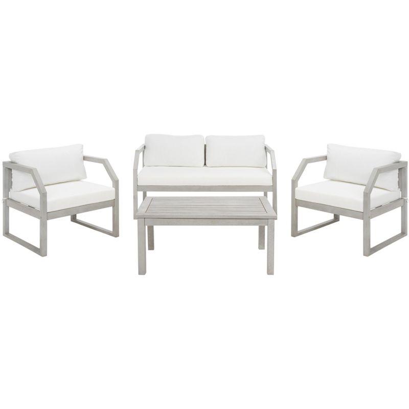 Dren 4 Piece Living Set - Indoor/Outdoor - PAT7067 - Grey/Beige - Safavieh