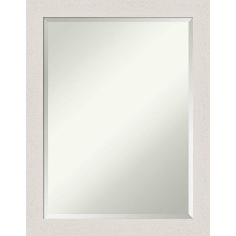 Rustic Plank White Narrow 27.5" x 21.5" Beveled Bathroom Vanity Mirror