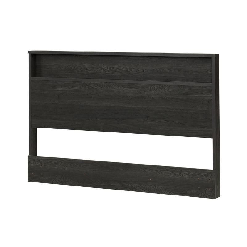 Gray Oak Full Headboard with Storage Shelf